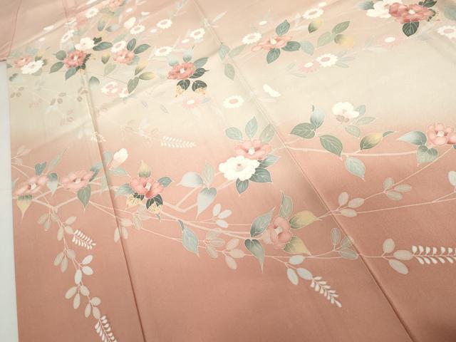 平和屋着物●訪問着 友禅 枝花文 暈し染め 正絹 逸品 AABI5168cs