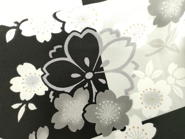 平和屋着物●上質な小紋 市松に桜 金彩 正絹 逸品 未使用 AABI5169cs