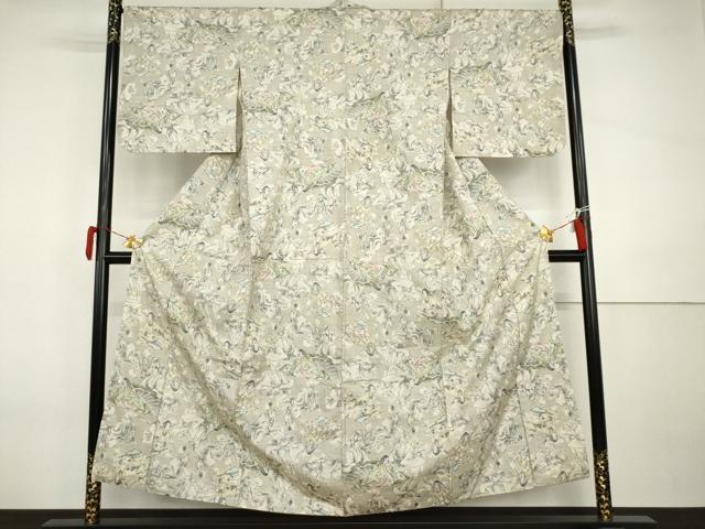 平和屋着物●本場大島紬 白大島 一元7マルキ 総絣 三十六歌仙 正絹 逸品 AABI5173cs