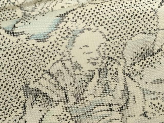平和屋着物●本場大島紬 白大島 一元7マルキ 総絣 三十六歌仙 正絹 逸品 AABI5173cs