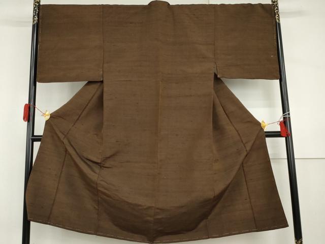 平和屋着物●男性 紬 色無地 憲法色 正絹 逸品 未使用 AABI5176cs