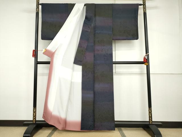 平和屋着物●上質な小紋 モンステラ 暈し染め 正絹 逸品 AABI5178cs
