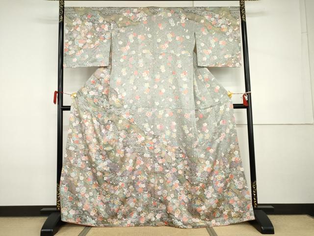 平和屋着物●訪問着 花蝶文 暈し染め 金彩 小田急百貨店扱い 正絹 逸品 AABI5179cs