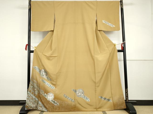 平和屋着物●訪問着 鳳凰更紗花絵皿文 暈し染め 金銀彩 正絹 逸品 AABI5182cs