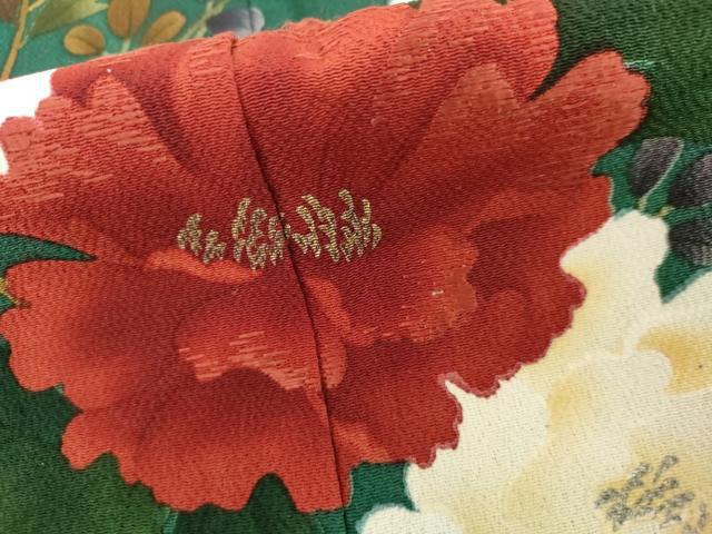 平和屋着物●豪華振袖 手描き 枝花文 金彩 鬼しぼ縮緬 正絹 逸品 AABI5183cs