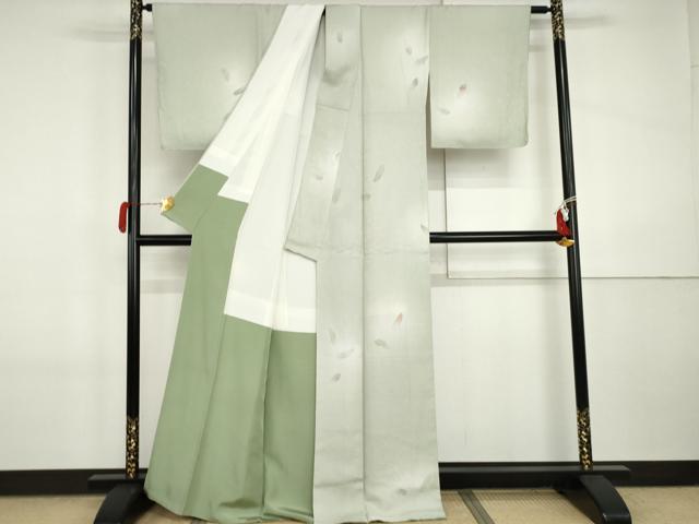 平和屋着物●上質な小紋 舞羽文 暈し染め 正絹 逸品 未使用 AABI5185cs