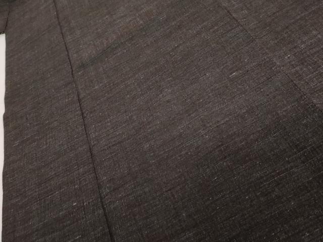 平和屋着物●男性 紬 ちぢみ織 色無地 藍鉄色 正絹 逸品 AABI5186cs