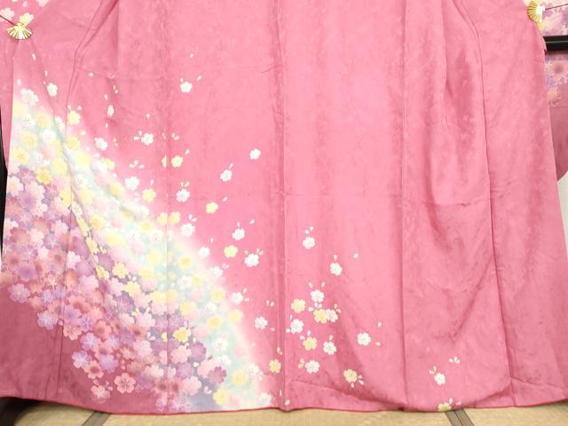 平和屋着物●豪華振袖 駒刺繍 舞桜文 暈し染め 正絹 逸品 AABI5187cs