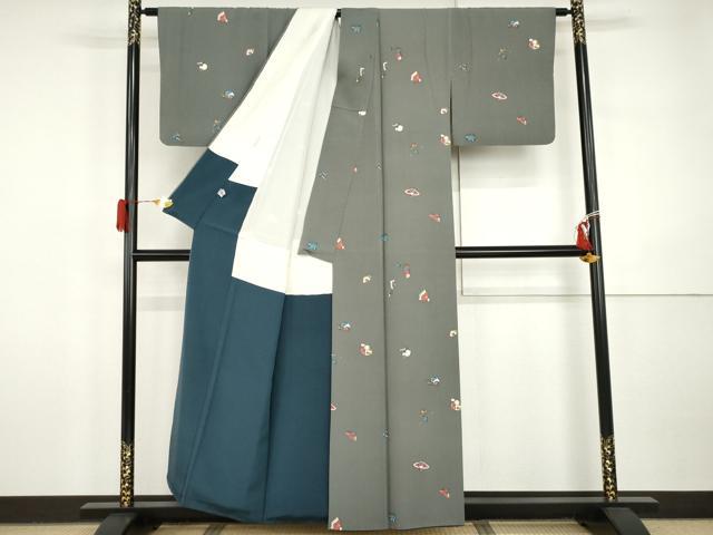 平和屋着物●上質な小紋 玩具文 正絹 逸品 AABI5193cs