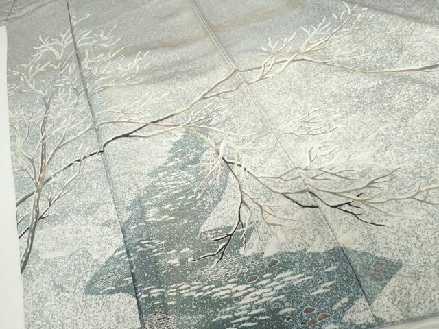 平和屋着物●訪問着 作家物 森秋 雪景色 暈し染め 金彩 正絹 逸品 AABI5196cs