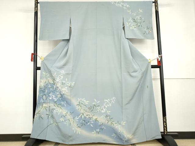 平和屋着物●京加賀糸目友禅作家 山崎巌 訪問着 枝花文 暈し染め 銀座おゝぎ屋扱い 正絹 逸品 AABI5198cs