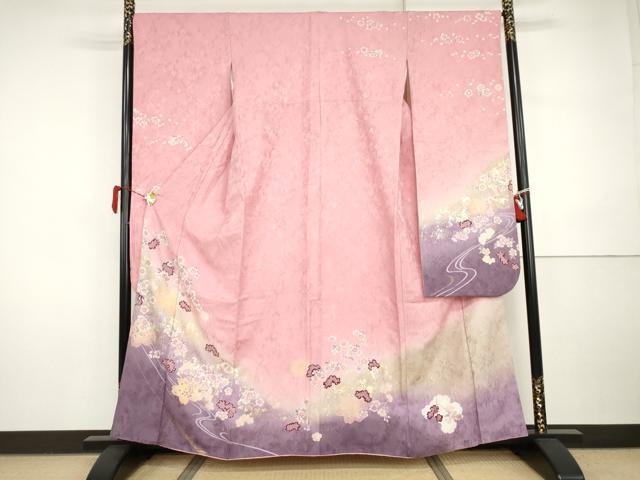 平和屋着物●豪華振袖 流水に舞桜文 暈し染め 金彩 正絹 逸品 AABI5200cs