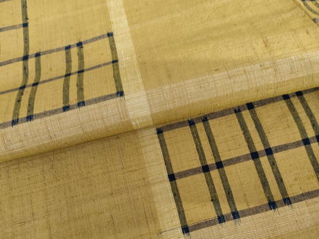平和屋着物●上質な紬 変わり格子 正絹 逸品 AABI5201cs