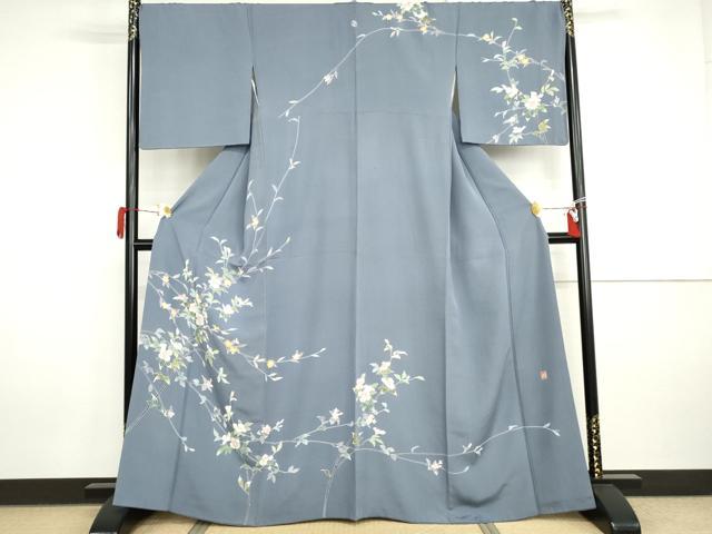 平和屋着物○訪問着 友禅 作家物 枝花文 正絹 逸品 AABI5202cs
