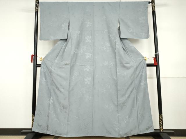 平和屋着物●上質な色無地 草花地紋 秘色色 正絹 逸品 未使用 AABI5206cs