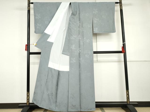 平和屋着物●上質な色無地 草花地紋 秘色色 正絹 逸品 未使用 AABI5206cs