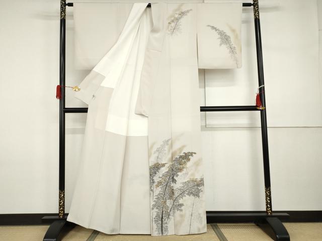 平和屋着物●訪問着 松原清久 手描き 笹竹文 金彩 正絹 逸品 AABI5208cs