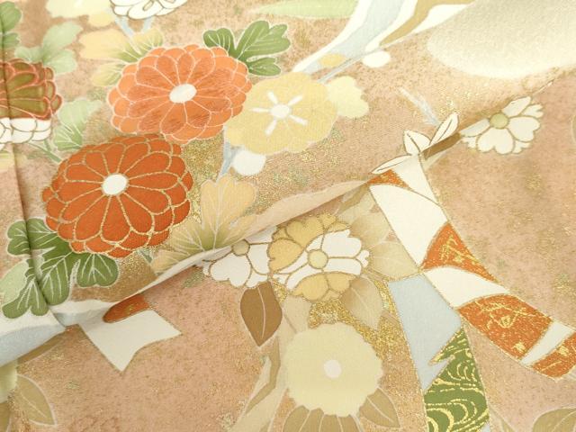 平和屋着物●訪問着 友禅 吉祥草花文 金彩 正絹 逸品 未使用 AABI5212cs