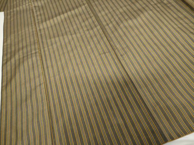 平和屋着物●本場黄八丈 平織 縞 正絹 逸品 AABI5215cs