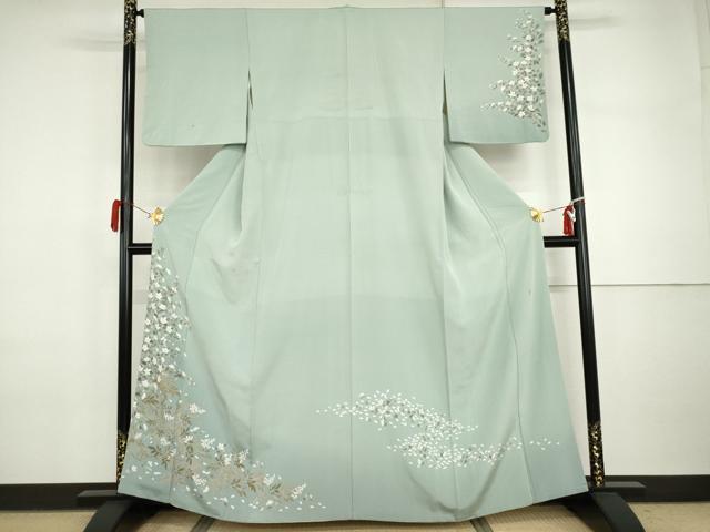 平和屋着物●訪問着 友禅 作家物 豊伸 枝花文 暈し染め 正絹 逸品 AABI5223cs