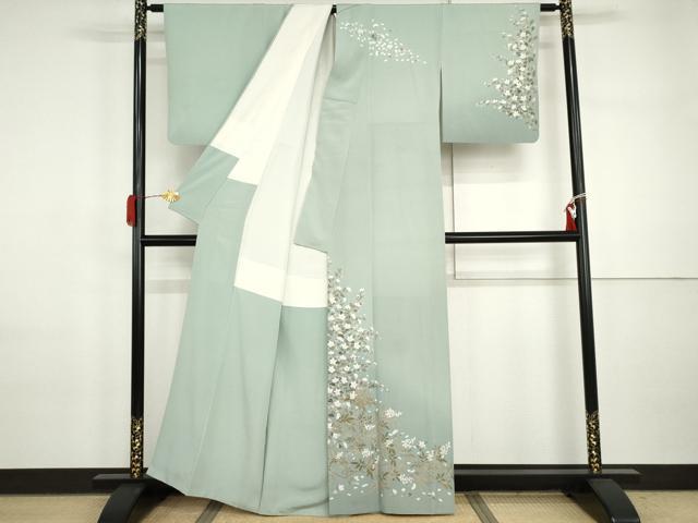 平和屋着物●訪問着 友禅 作家物 豊伸 枝花文 暈し染め 正絹 逸品 AABI5223cs