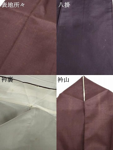 平和屋着物●上質な紬 色無地 葡萄色 正絹 逸品 AABI5225cs