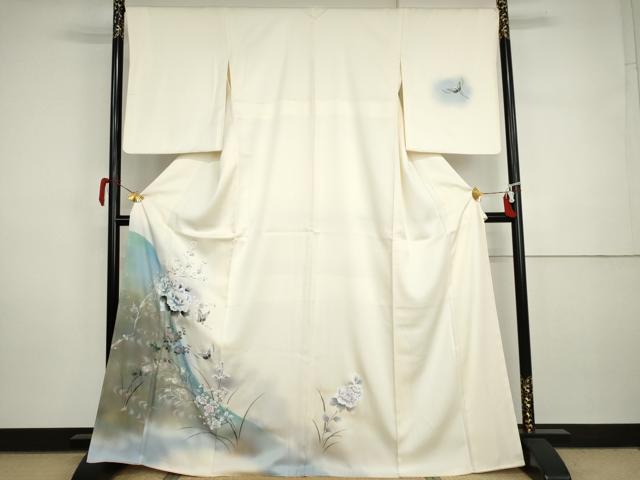 平和屋着物●訪問着 手描き 流水飛鶴枝花文 暈し染め 金彩 正絹 逸品 AABI5241cs
