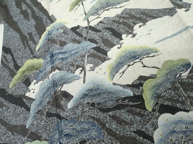 平和屋着物●名門・上野家 四代目 上野真(二代目 上野為二) 訪問着 枝松文 正絹 逸品 AABI5242cs