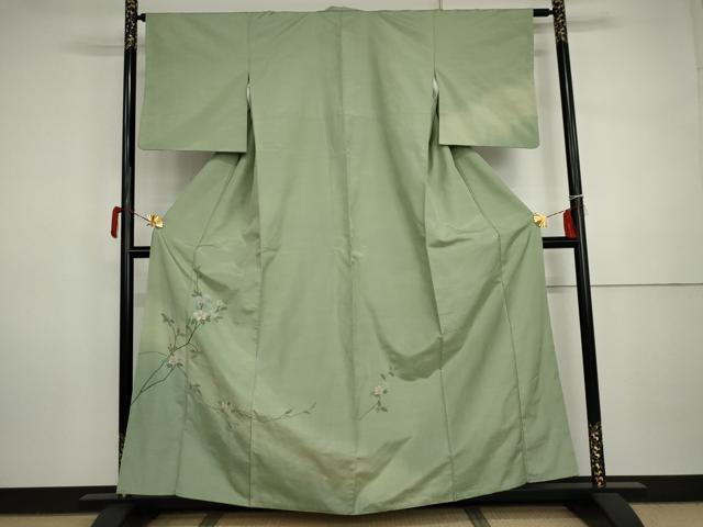 平和屋着物●訪問着 紬地 枝花文 正絹 逸品 AABI5245cs