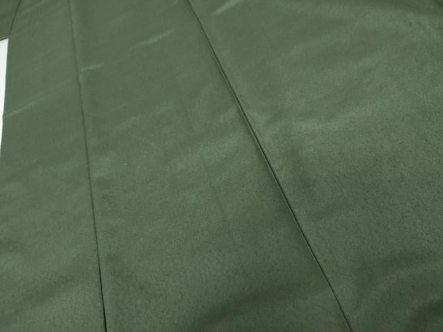 平和屋着物●お召 色無地 老竹色 正絹 逸品 AABI5246cs