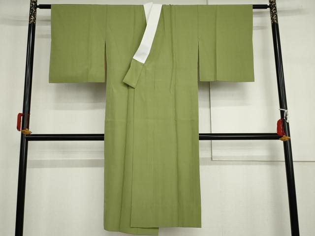 平和屋着物●長襦袢 無双仕立て 色無地 苗色 正絹 逸品 AABI5251cs