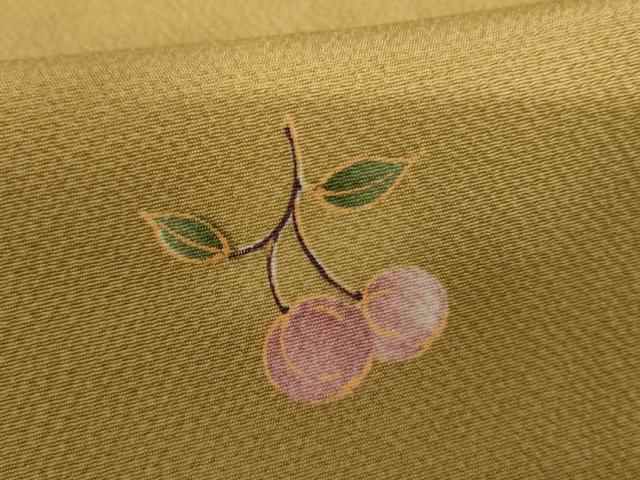 平和屋着物●上質な小紋 手描き ほたる暈し さくらんぼ ロング丈 正絹 逸品 AABI5254cs