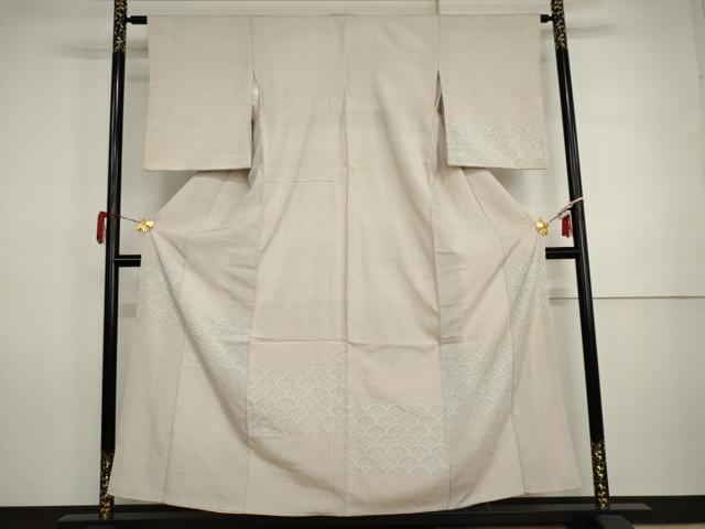 平和屋着物●本塩沢 訪問着 青海波 正絹 逸品 AABI5255cs