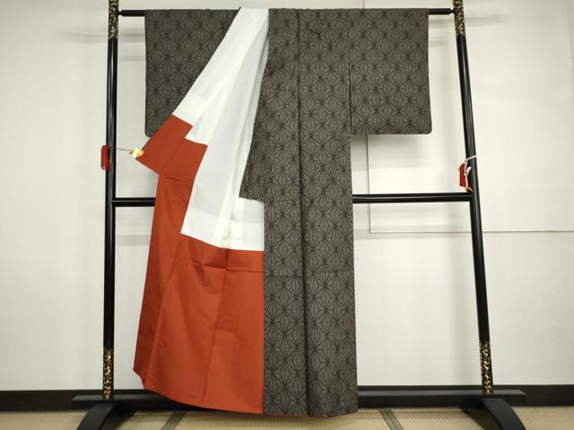 平和屋着物●本場大島紬 カタス7マルキ 麻の葉文様 正絹 逸品 AABI5256cs