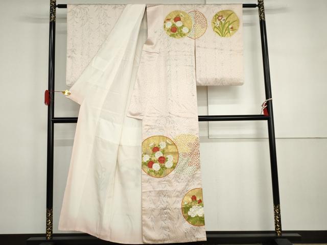平和屋着物●訪問着 友禅 草花丸文 金銀彩 正絹 逸品 AABI5265cs
