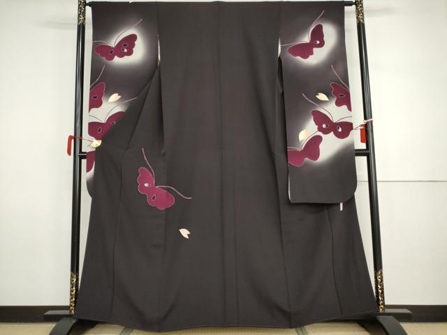 平和屋着物●世界的人形師 辻村寿三郎 ジュサブロー 振袖 花蝶文 暈し染め 正絹 逸品 AABI5267cs