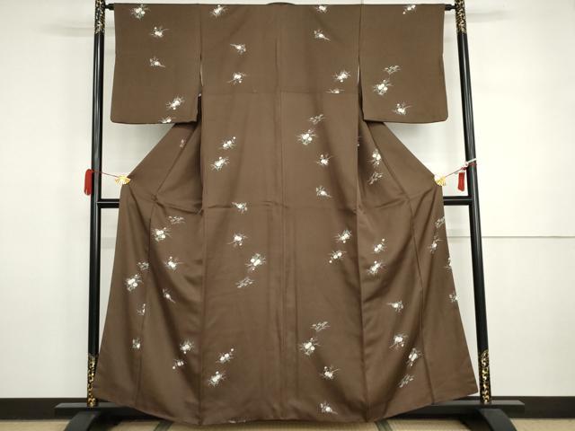 平和屋着物●上質な小紋 草花文 菊 金彩 金通し地 正絹 逸品 AABI5269cs
