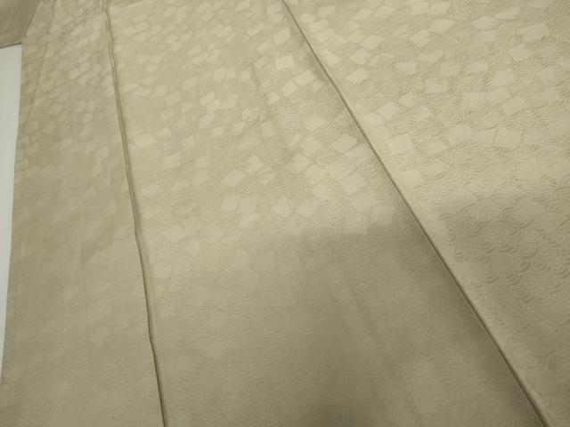 平和屋着物●上質な色無地 青海波地紋 砂色 正絹 逸品 AABI5270cs