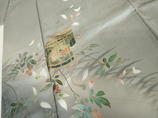 平和屋着物●訪問着 貝桶雪輪花文 暈し染め 金彩 正絹 逸品 AABI5278cs