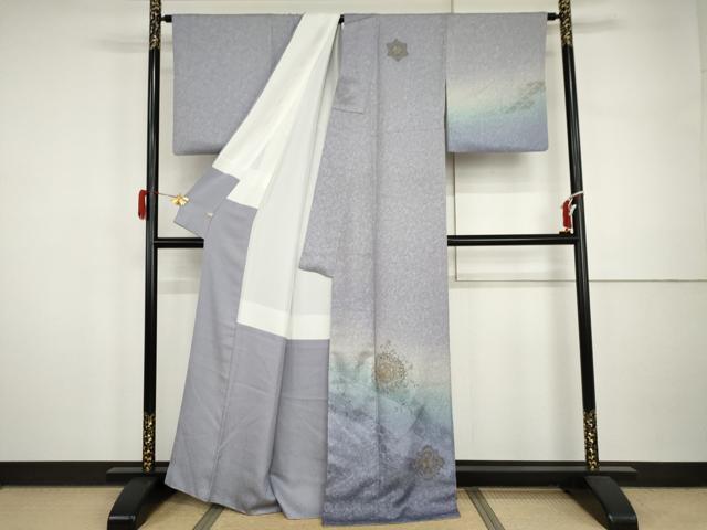 平和屋着物●訪問着 中国三大刺繍 スワトウ刺繍 汕頭刺繍 正倉院花唐草文 暈し染め 金糸 さが美扱い 正絹 逸品 AABI5280cs
