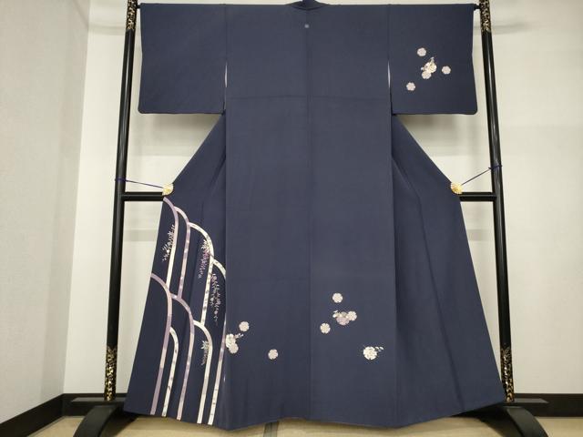 平和屋着物●訪問着 刺繍 雪輪花文 貝紫 正絹 逸品 AABI5282ck