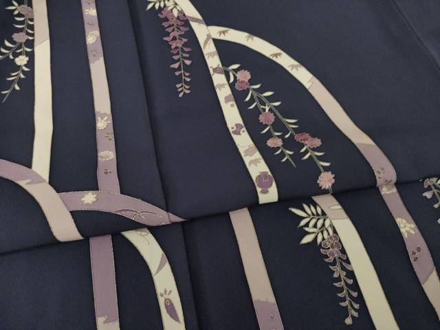 平和屋着物●訪問着 刺繍 雪輪花文 貝紫 正絹 逸品 AABI5282ck