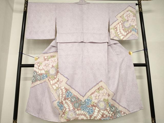 平和屋着物●名門 藤娘きぬたや・総絞り 訪問着 松皮菱花文 正絹 逸品 AABI5288ck