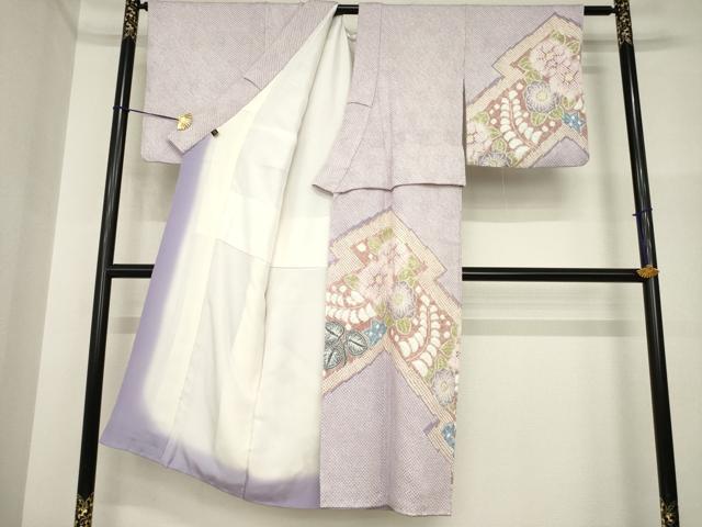 平和屋着物●名門 藤娘きぬたや・総絞り 訪問着 松皮菱花文 正絹 逸品 AABI5288ck