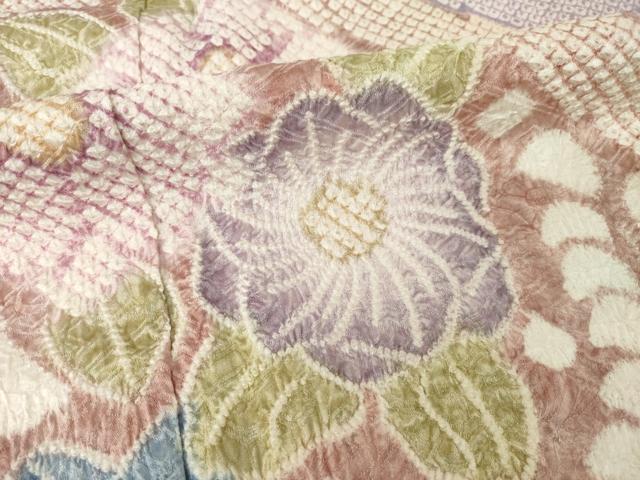 平和屋着物●名門 藤娘きぬたや・総絞り 訪問着 松皮菱花文 正絹 逸品 AABI5288ck