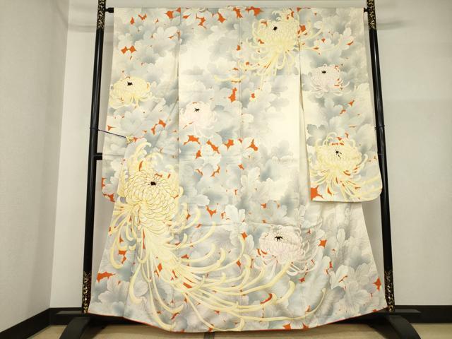 平和屋着物●豪華振袖 駒刺繍 乱菊 金彩 正絹 逸品 AABI5295ck