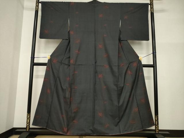 平和屋着物●本場大島紬 一元7マルキ 花蔦草文 正絹 逸品 AABI5299ck