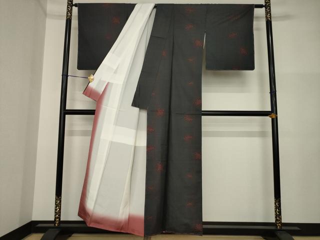 平和屋着物●本場大島紬 一元7マルキ 花蔦草文 正絹 逸品 AABI5299ck