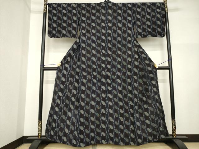 平和屋着物●久留米絣 単衣 幾何学間道 綿 逸品 AABI5305ck