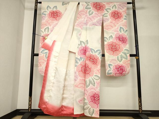平和屋着物●豪華振袖 総絞り 青海波花文 正絹 逸品 AABI5308ck